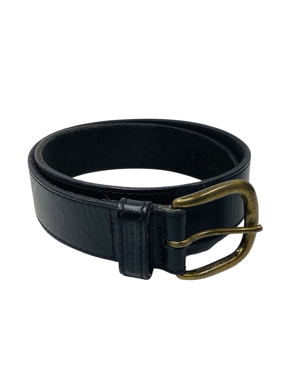 🐵 Levis Black Leather Belt with Brass Buckle 30/76